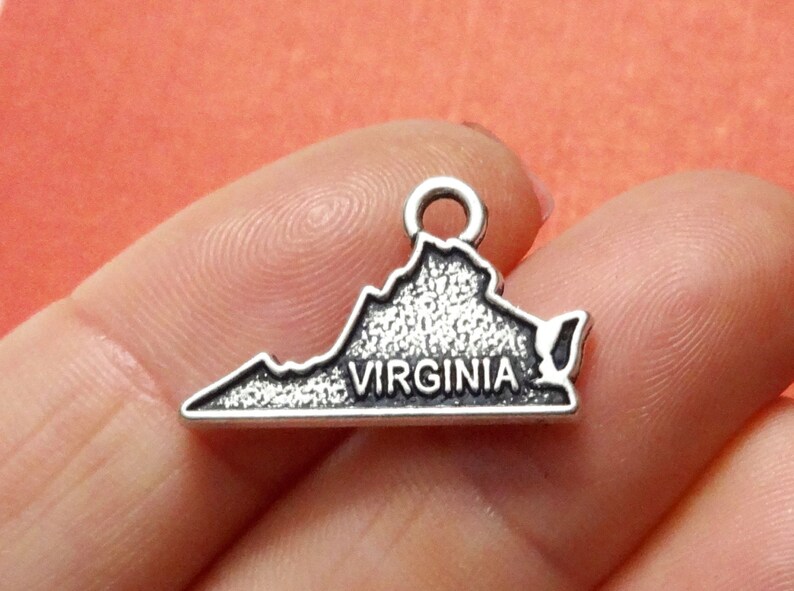 4 Charms, VIRGINIA, USA, State Charm United States of America double sided 22x13.5mm ITEM:AW46 image 1