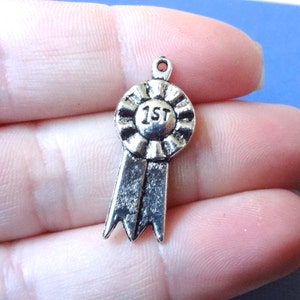 10 Charms, First Place Ribbon Charm 27x12X2mm ITEM:V23