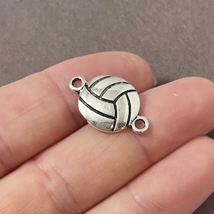 10 0r 50 Charms, Volleyball, Ball, Sports Connector link, 21.5x13.5x2.5mm, Hole 2mm ITEM:CB3
