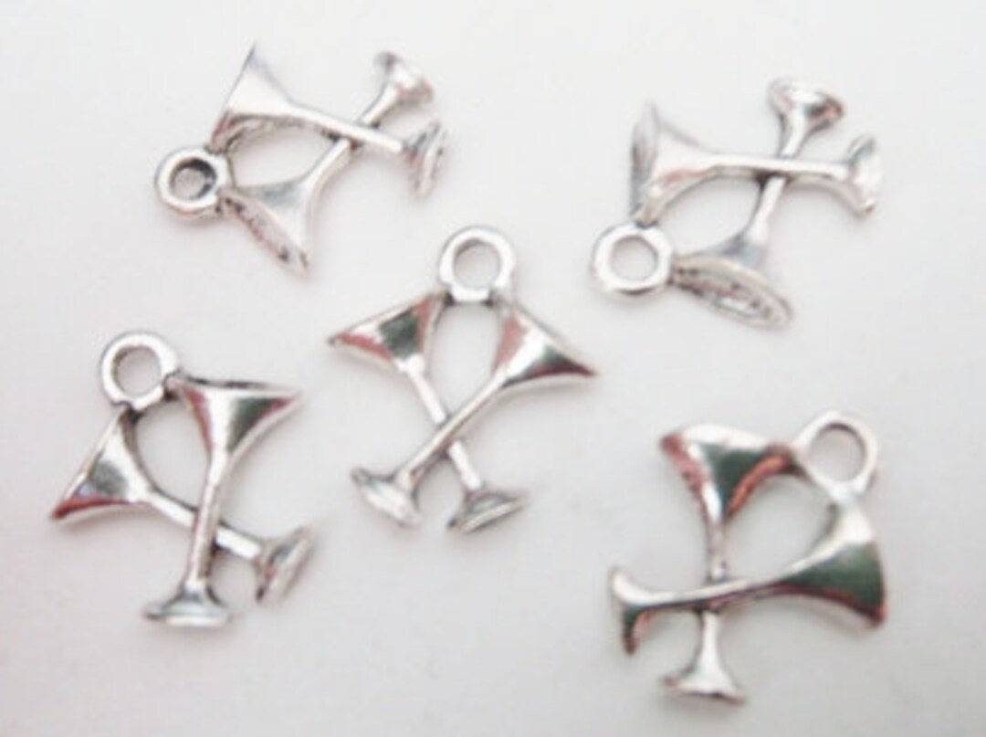 10 Double Champagne Flute Charms 16x14x4mm ITEMT17 Etsy