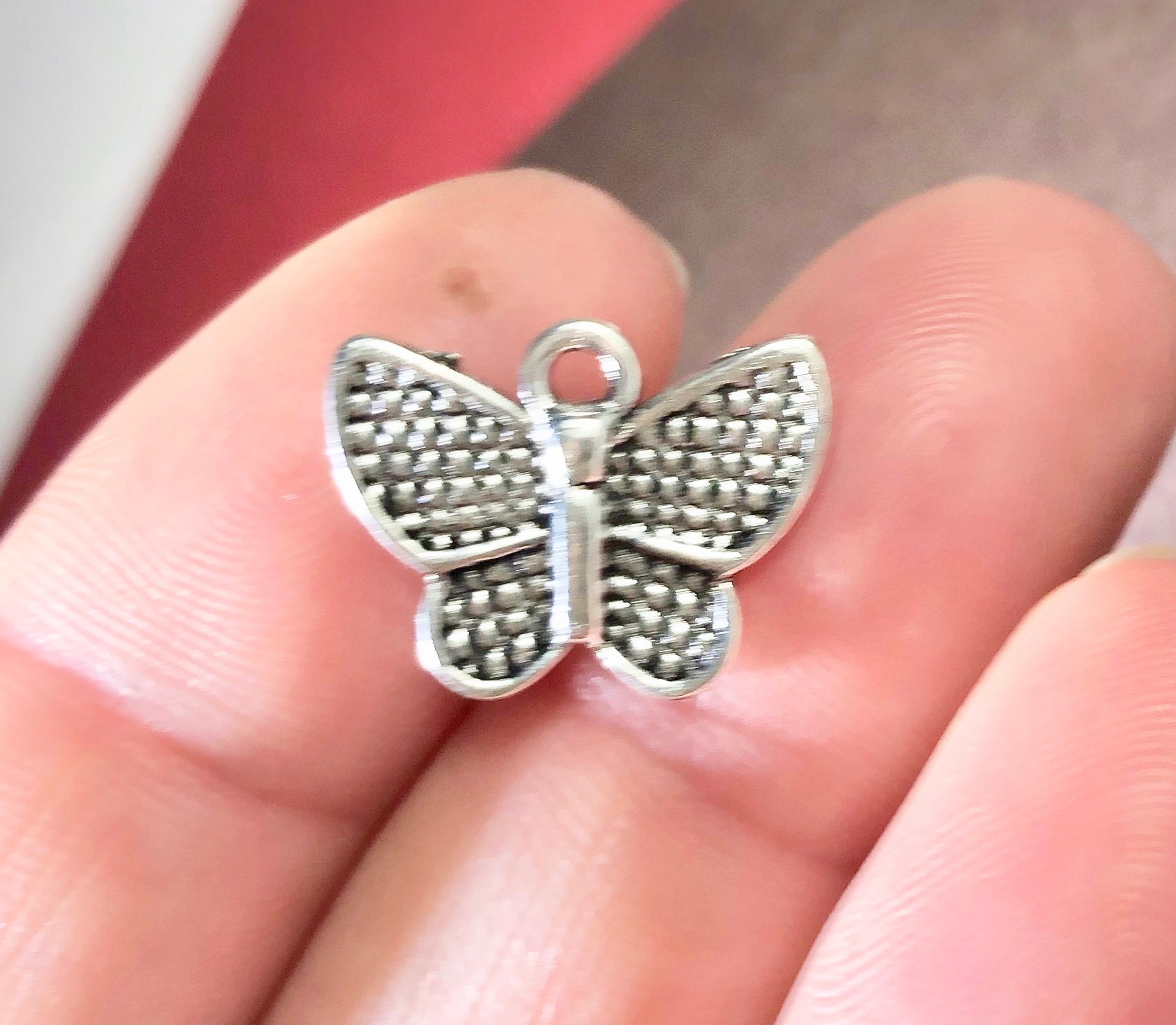 10 Charms, Butterfly, Summer, Insect, Charms 13x17x2mm, Hole