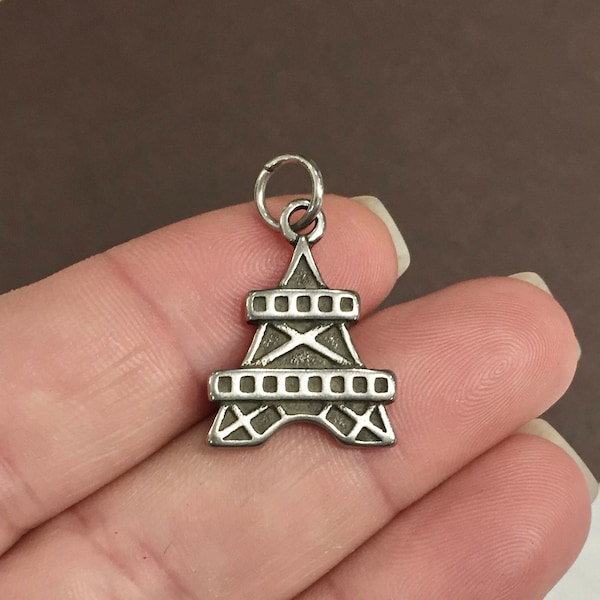 5 Bulk, Eiffel Tower, Paris, France, Charms, Pendant, Non tarnish 316 Stainless Steel, 27x16mm (including jump ring)