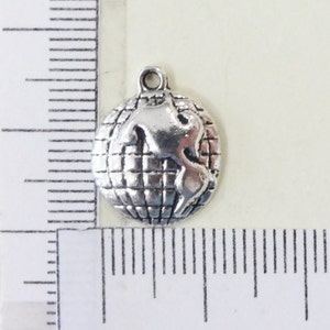 50 BULK, Globe Earth Charms 16x13x3mm, Hole: 1.5mm image 3