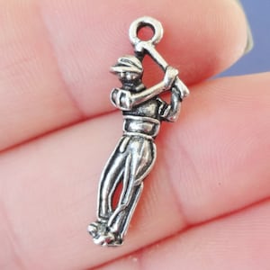 10 Charms, Golfer, Golf, Charm 26x9.5x3mm ITEM:I17