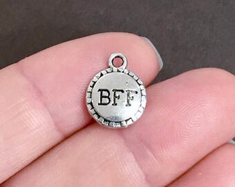 10 Charms, "BFF" Best Friends Forever, Friendship, Charm 14x11x1.8mm Hole 2mm ITEM:AT13
