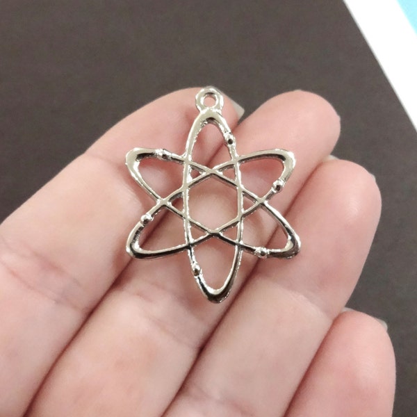 5 Charms, Atom, Chemistry, Science Pendant (double sided) Charm 33x26x2mm