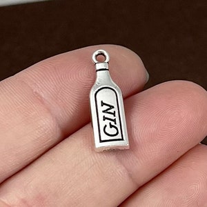 10 or 50 Charms, GIN, Bottle, Alcohol, Beverage Charms 22x7x2.4mm hole 1.7mm ITEM:AL16