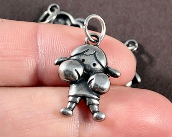 1 Charm, Boxer, Girl, Boxing, Sport, Charm, Pendant, Non tarnish, 316 Stainless Steel, 26x15mm, Hole: 6mm