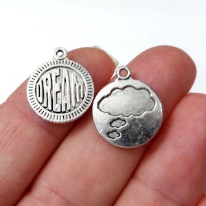 50 Charms, DREAM, Cloud (double sided) Charm 18x15mm, Hole Approx 1-3mm Item:BB1