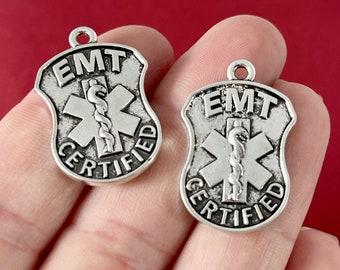 10 Charms, EMT, Paramedic, Hospital, Medical, (double sided) Charm 27x18x3mm hole: 1.8mm SH326