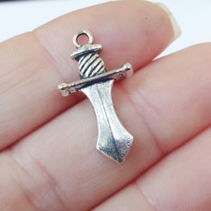 10 Charms, Sword, Knife, Charms 25x14x2mm Item:E12