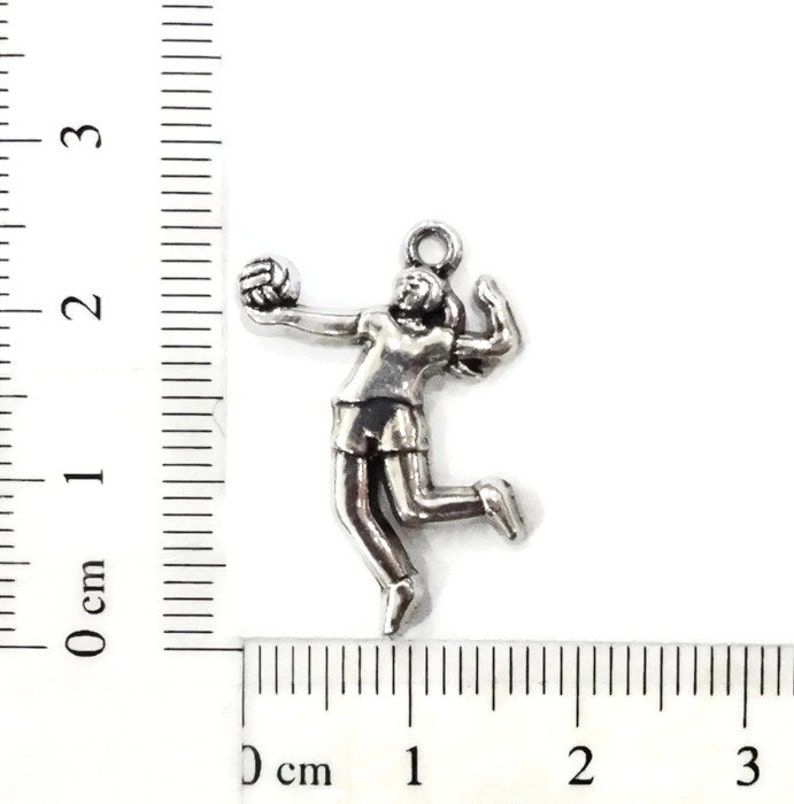 5 Charms, Volleyball Player Charm 16x24mm image 3