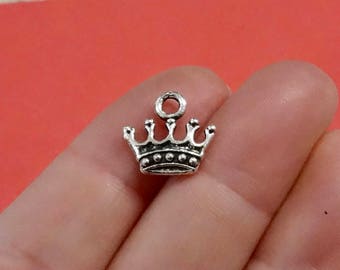 10 Charms, Princess, Queen,  Prince, King Crown (double sided) Charms 14x13x3mm, Hole 1.5mm ITEM:BN9