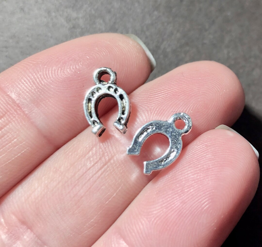 50 Bulk, Horseshoe, Horse, Shoe Charm 12x8x3mm, Hole 1.5mm SH515 Etsy