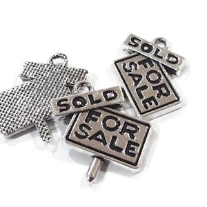 10 Charms, Realtor "SOLD, FOR SALE"  Sign Charms 19.5x19mm
