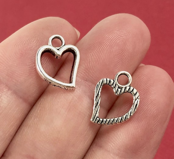 100 Charms, Open, Heart, Charm 15x12x2mm, Hole: 1mm A1B04 - Etsy