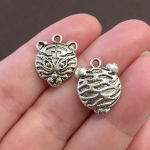 10 Charms, Tiger, Animal, Mascot, Charms, Pendants, 14x18x4mm Hole: Approx. 1mm