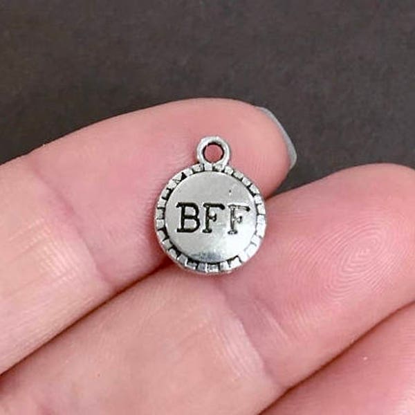 50 Bulk, "BFF" Best Friends Forever, Friendship, Charms 14x11x1.8mm Hole 2mm ITEM:AT13