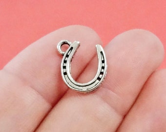 10 Charms, Horseshoe, Horse, Shoe Charm 13x12x2mm, Hole 2mm ITEM:BX20