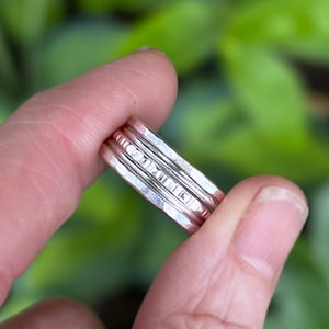 Hammered Sterling Silver Stacking Rings Set of Five Rings