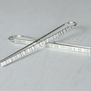 Linear Dangle Earrings, Silver Threaders, Satin Finish, Minimalist Jewelry, Stick Earrings image 2