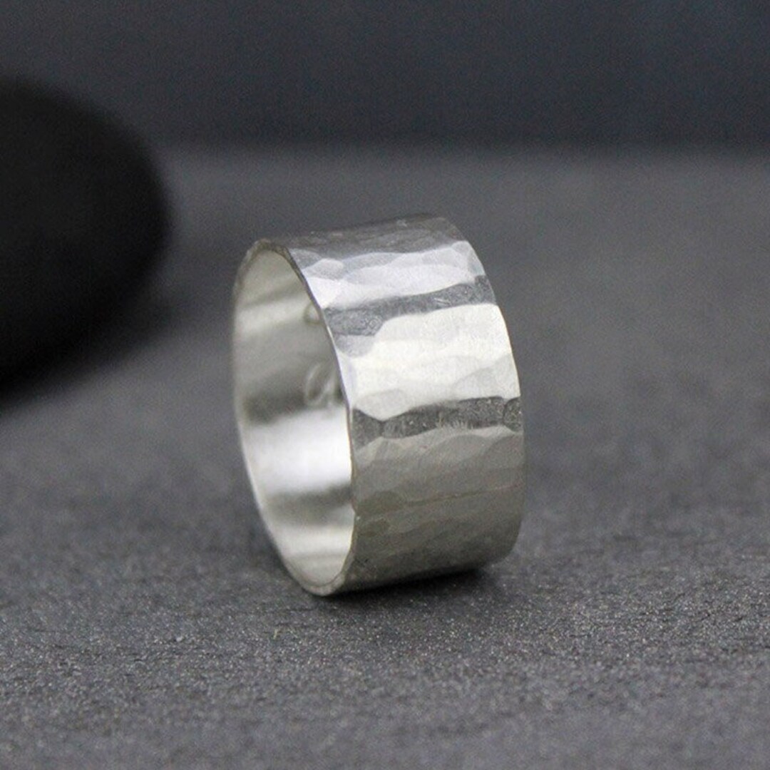 Hammered Sterling Silver Band - Minimalist Statement Ring - Etsy