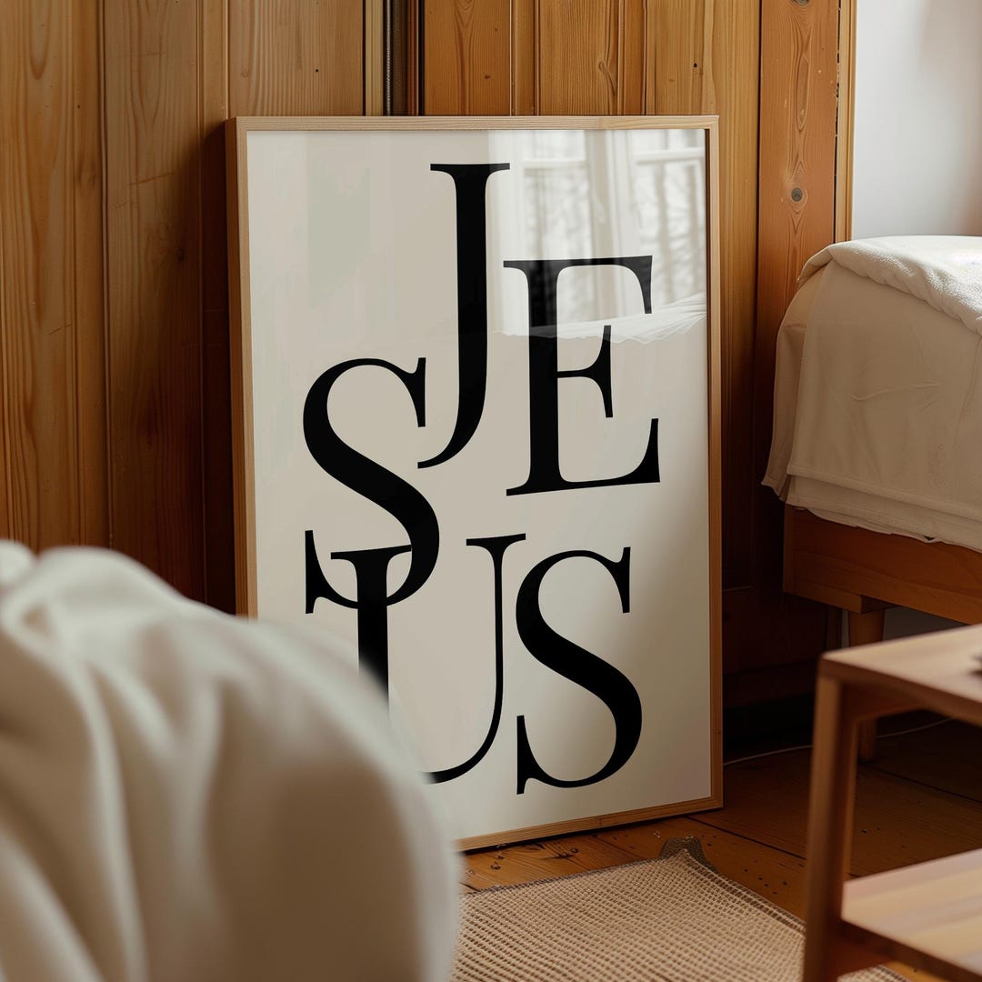 Jesus Typography Print: Minimalist Christian Wall Art (digital Download ...