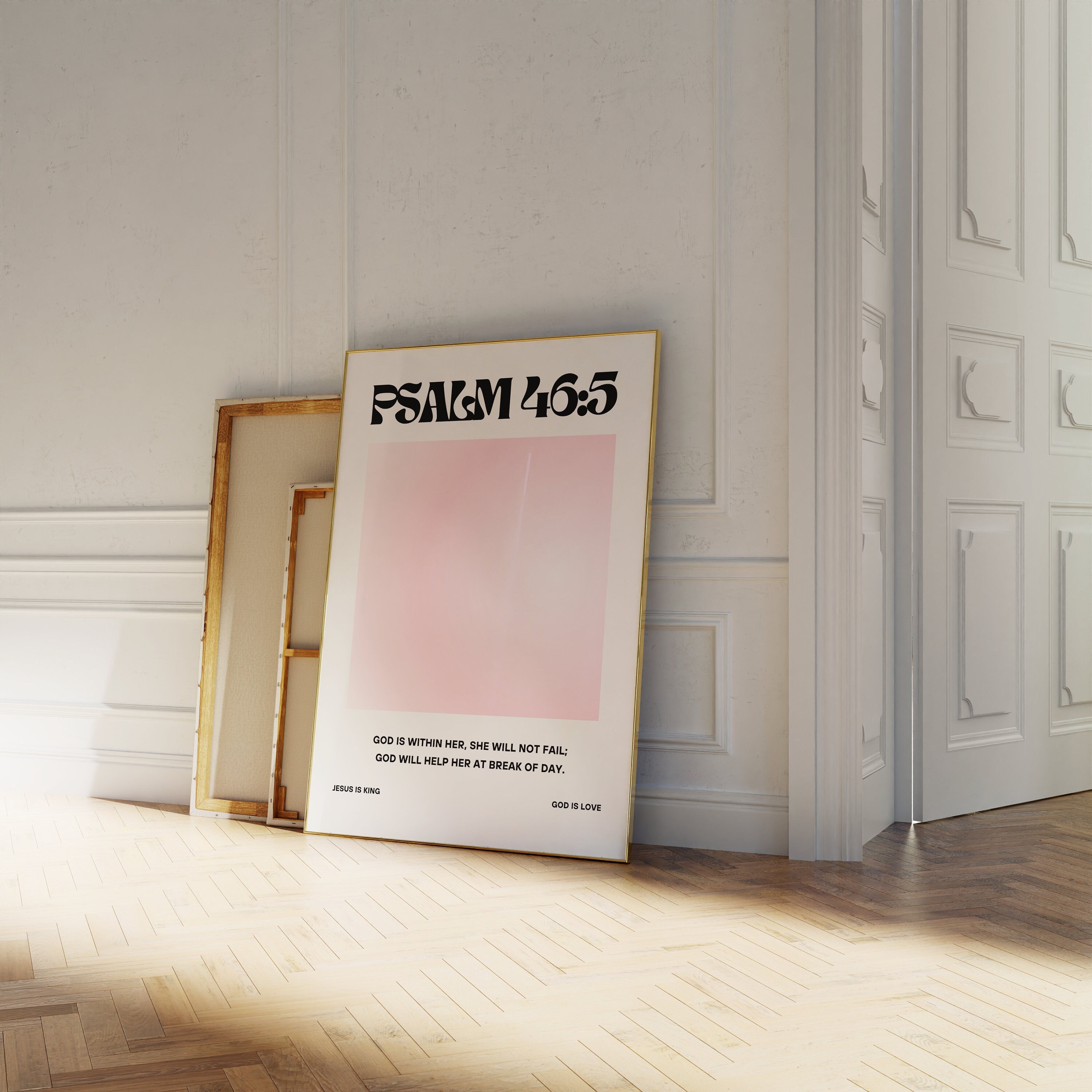 Psalm 46:5 Print, Christian Bible Verse Wall Art, Modern Pink Gradient Aura Poster, Scripture Wall Art Print, Printable Wall Art