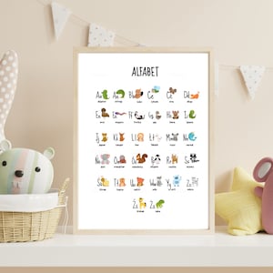 Poster con alfabeto animale polacco, Polski Alfabet Zwierzeta Plakat
