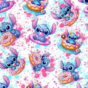 Donuts Seamless Pattern: Stitch Luau Design (Digital Download, JPEG, 300 DPI)