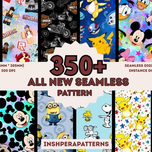 300+ New Digital Seamless Pattern Bundle | Cute Character Prints | Instant Download | High-Quality JPG | Seamless Pattern | Digital Crafts