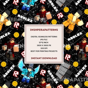 Modèle sans couture Roblox, tissu gaming pour enfants (téléchargement numérique)