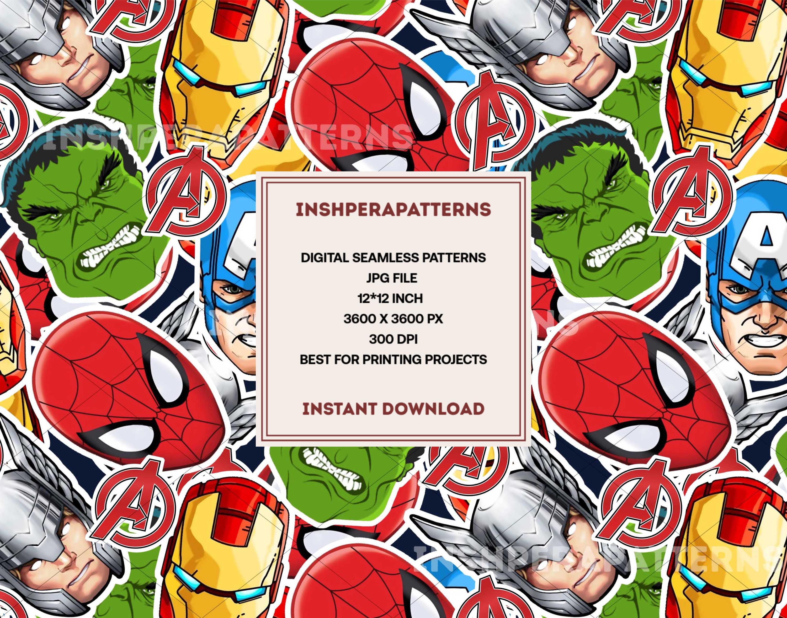 Super Hero Seamless Pattern: Cartoon Clipart Digital Paper (JPEG File ...