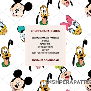 Mickey Friends Seamless Pattern, Fabric Sublimation (Digital Download)