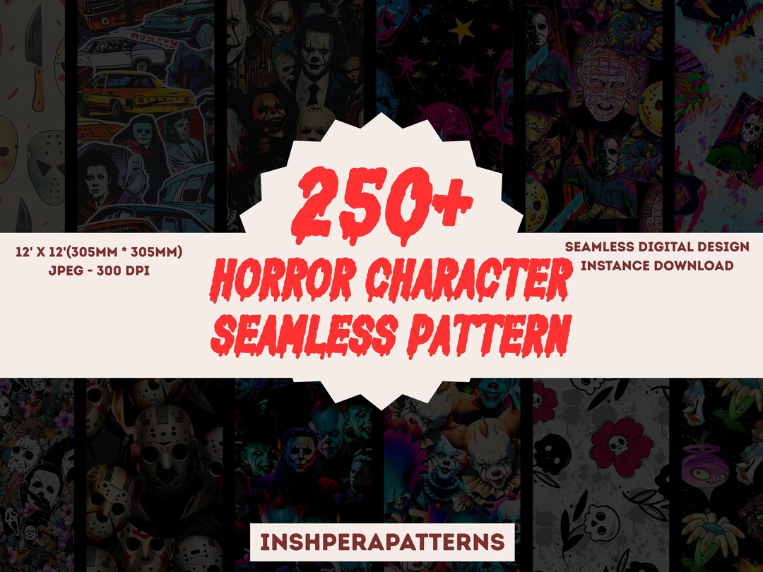 Character Patterns Horror Character Seamless Pattern Bundle: 250+ Designs (digital ...
