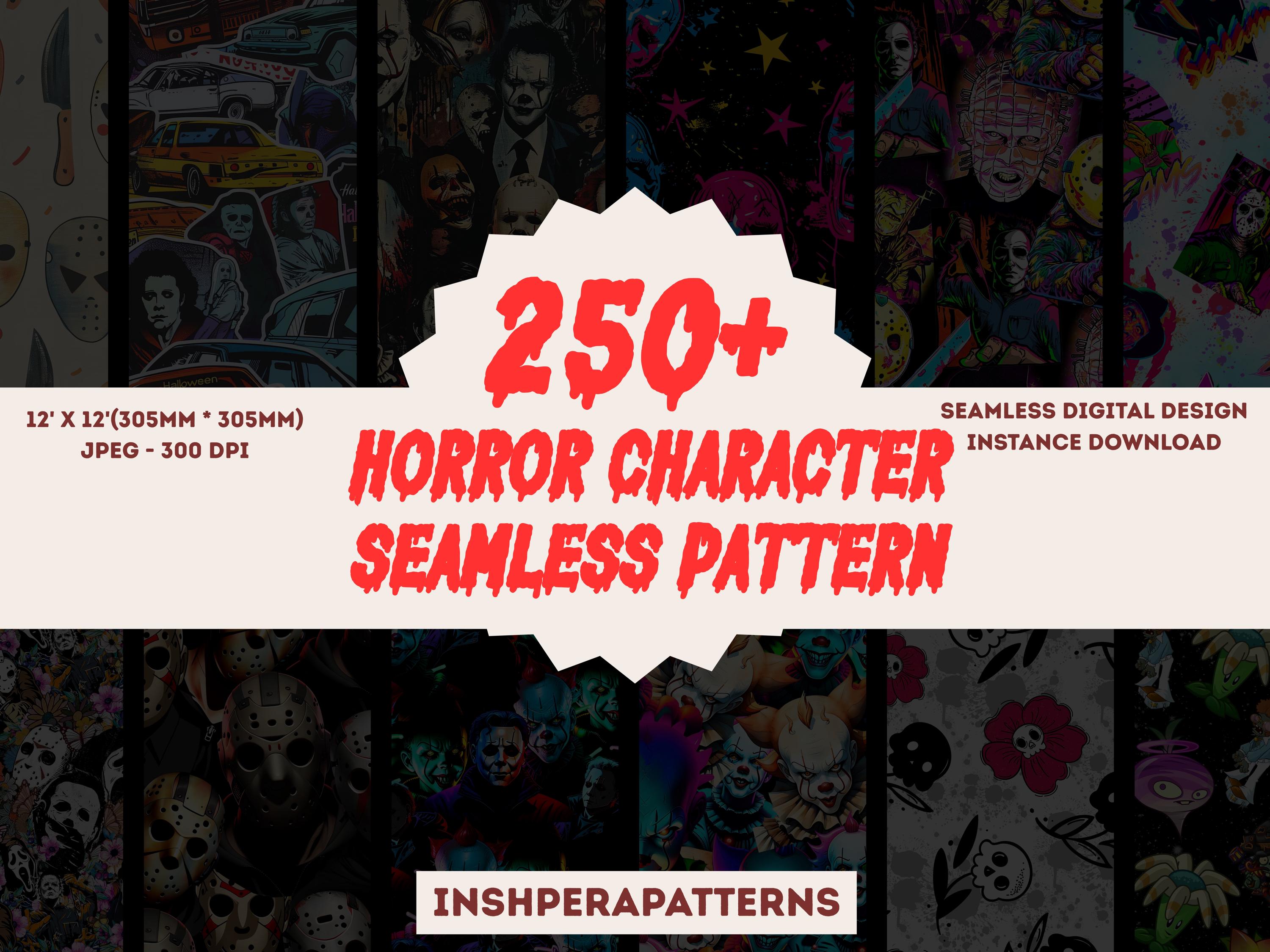 Horror Character Seamless Pattern Bundle: 250+ Designs (digital ...