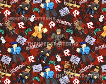 Digital Game Seamless Pattern: Roblox Style, Scrapbooking, Sublimation (JPEG Downloadable File, 300 DPI)