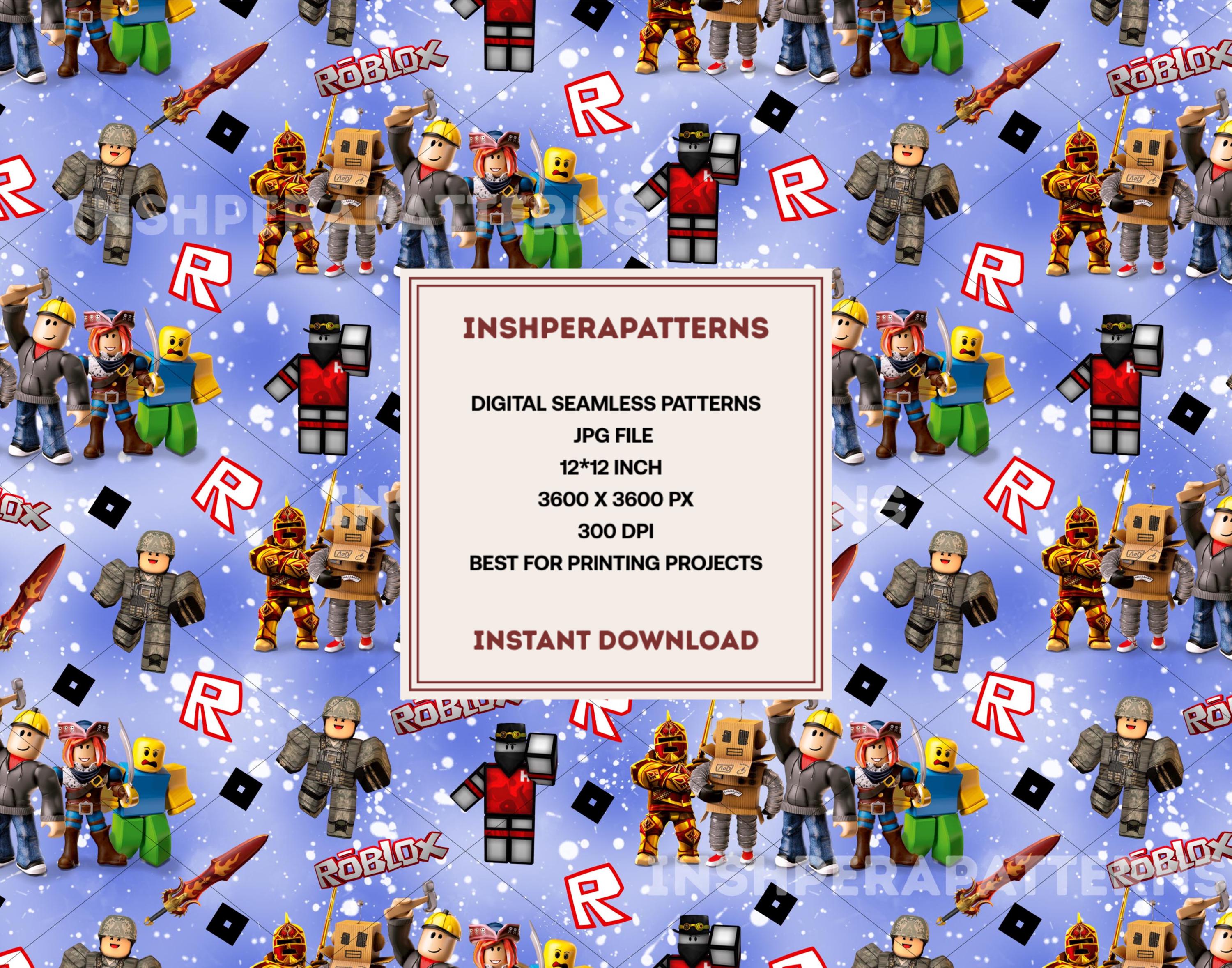 Rbx Pattern Roblox Seamless Pattern Gamer Boys Digital Download Kids Gaming Fabric ...