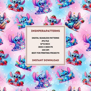 Stitch Luau Seamless Pattern, Digital Fabric File (JPEG)
