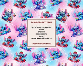 Stitch Luau Seamless Pattern, Digital Fabric File (JPEG)