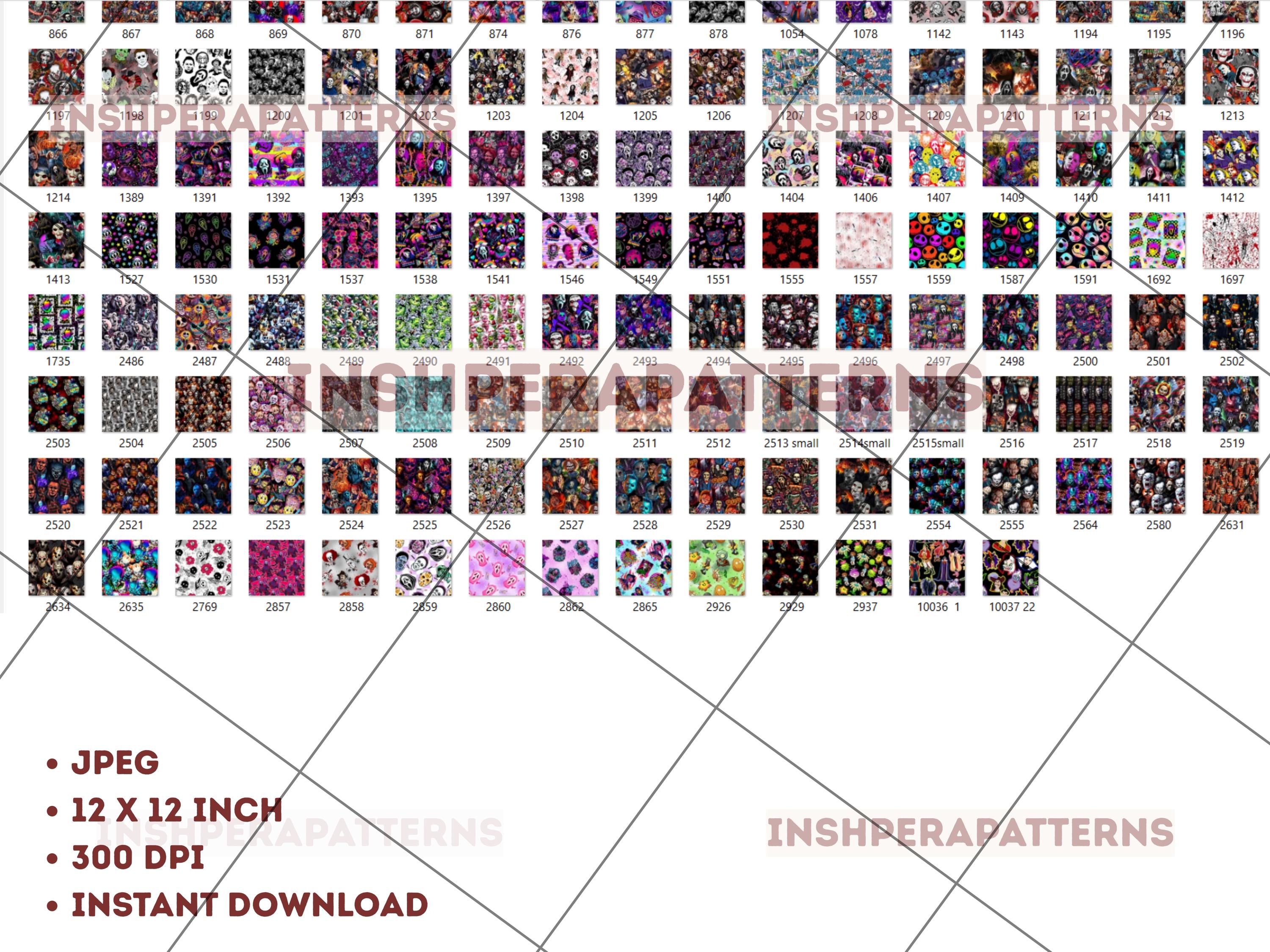 Horror Character Seamless Pattern Bundle: 250+ Designs (digital ...