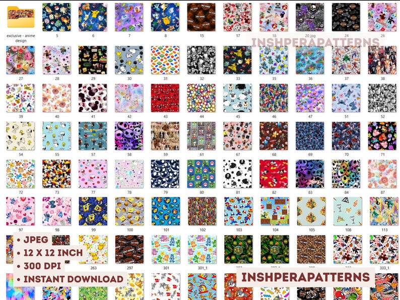 350+ Cute Character Seamless Pattern Bundle | High-quality JPG (digital ...