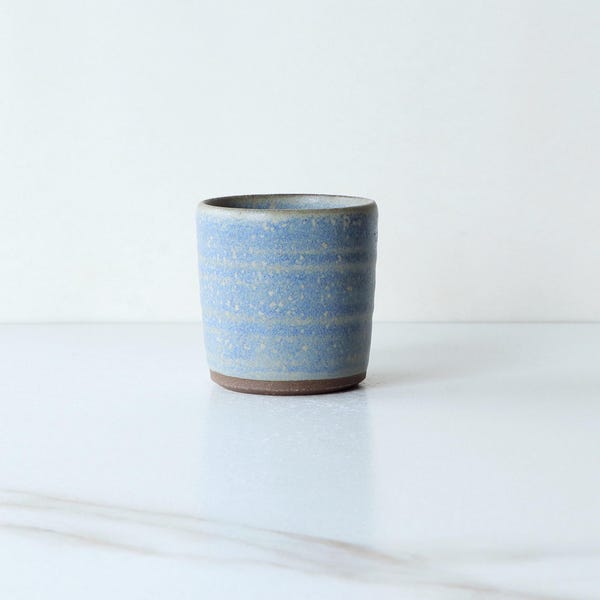 Flat White cup, glazed in Denim : Handmade, wheel thrown dark brown stoneware