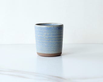 Tumbler, glazed in Denim : Handmade, wheel thrown dark brown stoneware