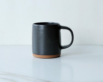 10 oz mug, glazed in Black : Handmade, wheel thrown stoneware