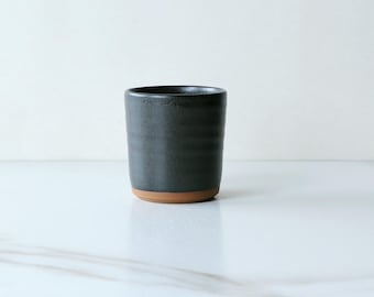 8 oz cup, glazed in Black : Handmade, wheel thrown stoneware