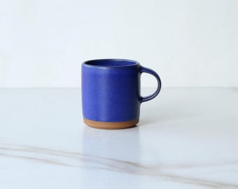 Cortado cup, glazed in Cobalt : Handmade, wheel thrown stoneware