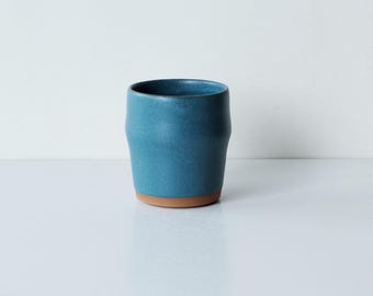 8 oz cup, glazed in Teal : Handmade, wheel thrown stoneware.