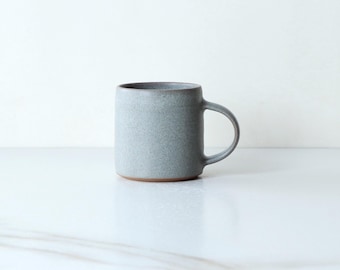 Flat White/Cappuccino cup, glazed in Gray : Handmade, wheel thrown stoneware