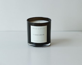 CARDAMOM coconut wax candle, black glass